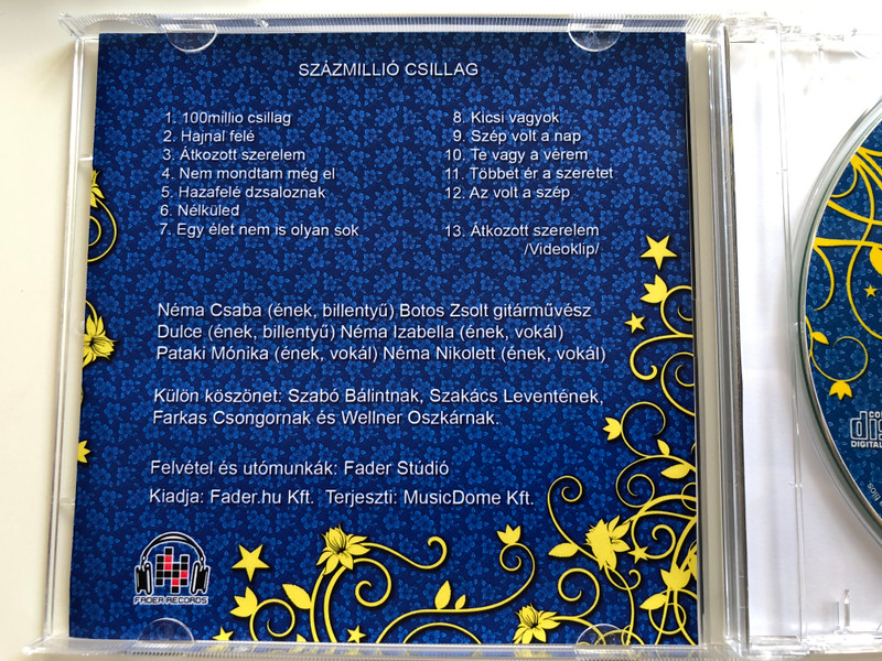 Néma Csaba és a Gipsy Paloma - Százmillió Csillag / Audio CD 2010 / Fader Records / Fader 004 / Bonus Video clip (5998175162966)
