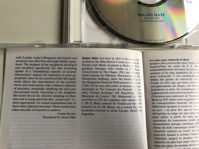Johann Sebastian Bach - The Six Suites for Violoncello Solo / Balazs Mate - baroque cello & violoncello picolo / Hungaroton Classic 2x Audio CD 2000 Stereo / HCD 32000-01