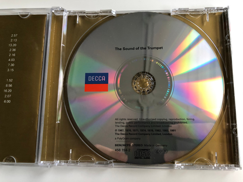 The Sound Of The Trupmet / Clarke - Trumpet Voluntary, Haydn - Trumpet Concerto, Purcell - Trumpet Tune and Air, Handel - The Trumpet Shall Sound, Hummel - Trumpet Concerto, Stanley - Trumpet Tune, Arban - Carnival of Venice / DECCA Audio CD / 458 194-2