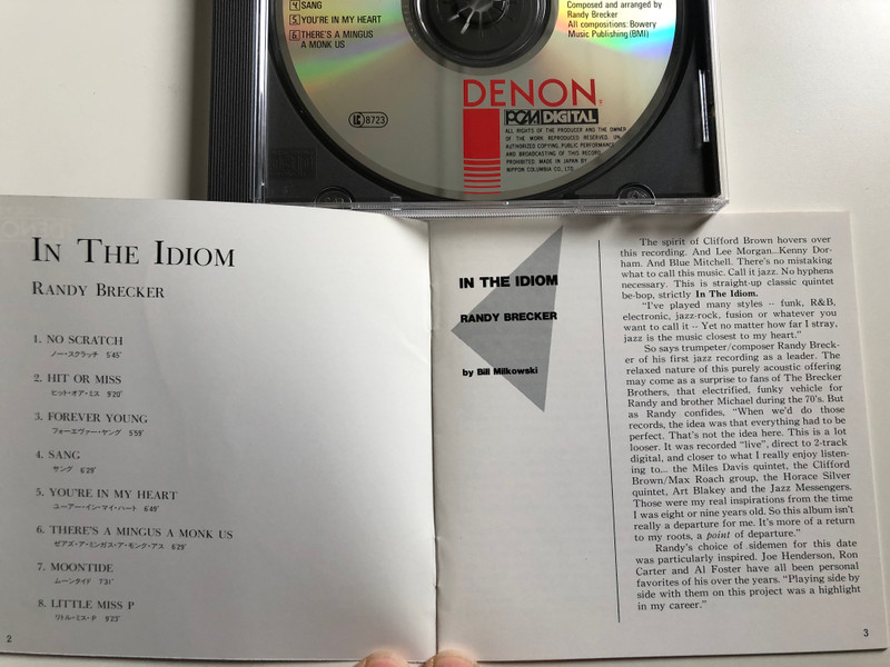 In The Idiom - Randy Brecker ‎/ Denon Audio CD 1987 Stereo / 33CY-1483