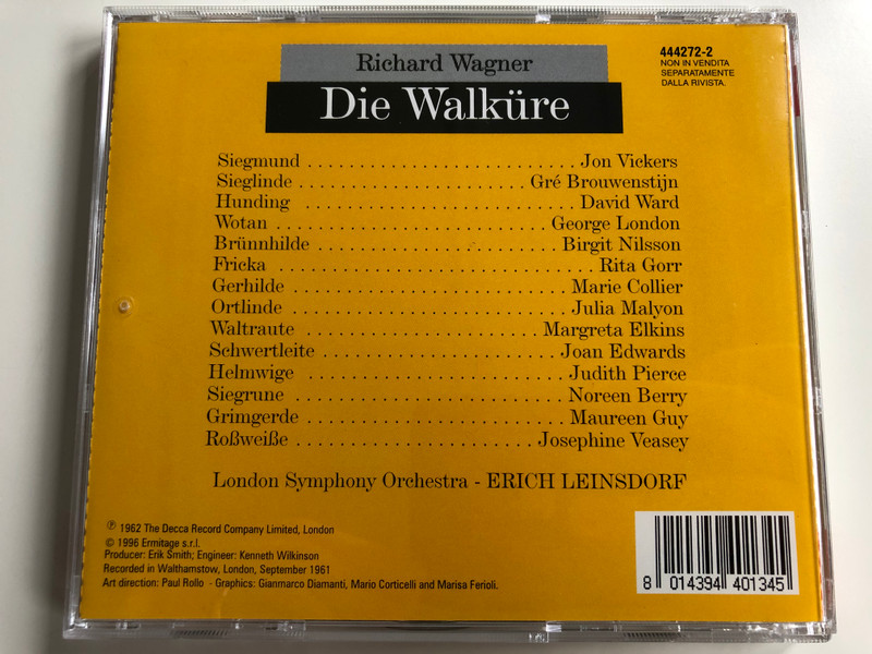 Richard Wagner ‎– Die Walküre / Nilsson, Vickers, London / London Symphony Orchestra, Erich Leinsdorf / Atto III / DECCA Audio CD 1996 / 444272-2