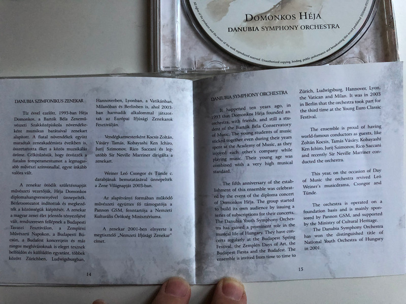 Táncok - Dances From Hungary / Liszt, Erkel, Weiner, Dohnányi, Kodály, Bartók / Héja Domonkos, Danubia Szimfonikus Zenekar / Warner Music Audio CD 2003 / 5050466935120