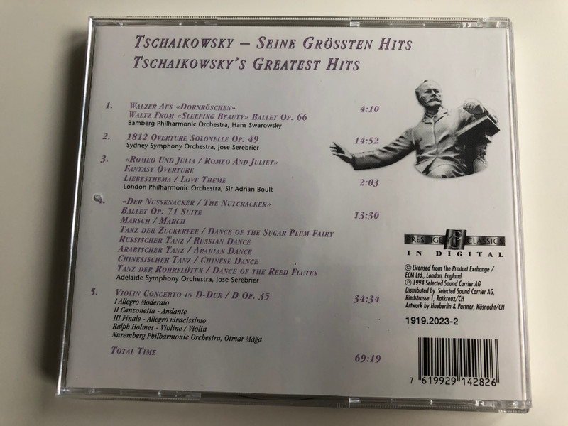 Peter Iljitch Tschaikowsky / ''Der Nussknacker/The Nutcracker'', 1812 Overture Solonelle Op. 49, Violin Concerto Op. 35 u.a./a. o. / Selected Sound Carrier Audio CD 1994 / 1919.2023-2