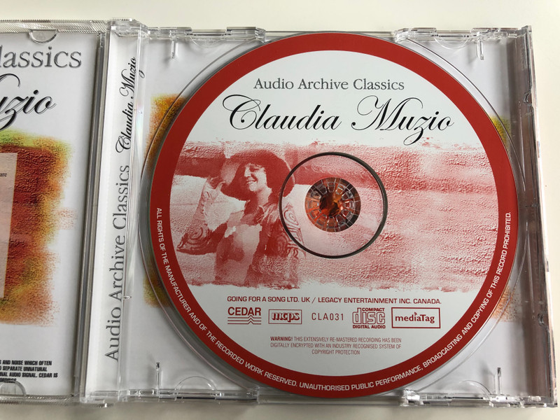 Audio Archive Classivs / Claudia Muzio - Including Movements From Verdi - Il Trovatore, Handel - Rinaldo, Tchaikovsky - Eugen Onegin And Many More / Audio Archive Classics ‎Audio CD / CLA031