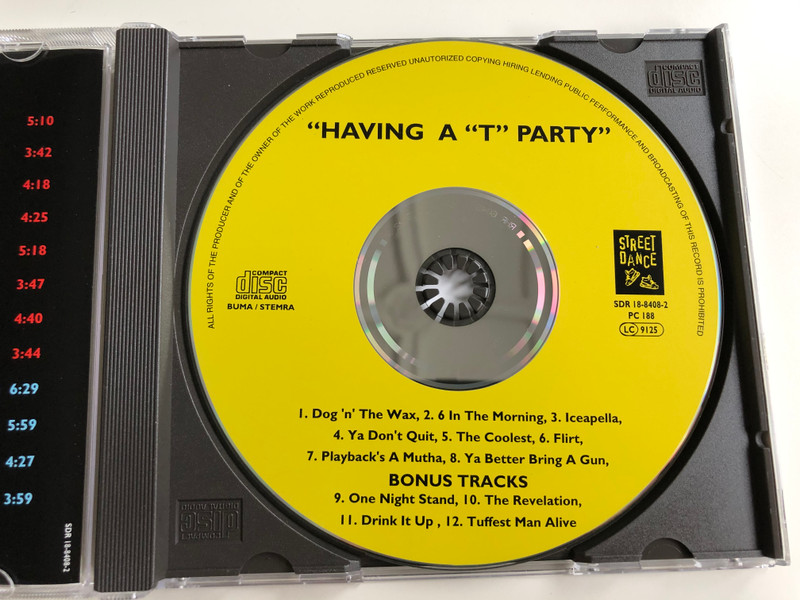 Having A "T" Party - Ice-T, King Tee ‎/ Street Dance ‎Audio CD 1998 / SDR 18-8408-2