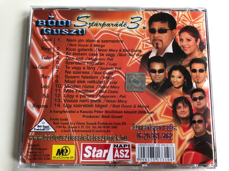 Bódi Guszti - Sztárparádé 3 / Bodi Guszti Produkcio Audio CD 2006 / FSZ 2006/02/CD