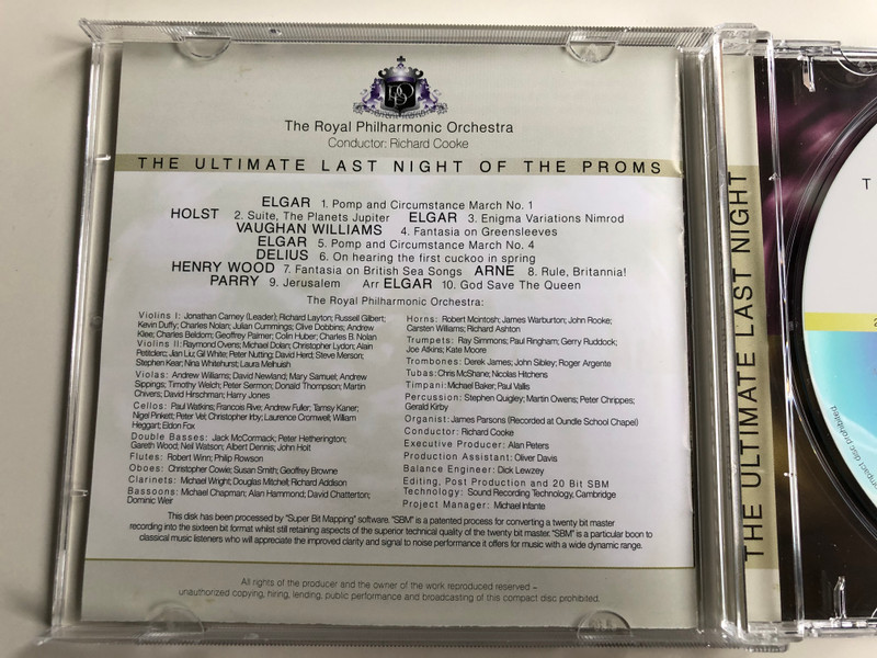 The Royal Philharmonic Orchestra, Richard Cooke / The Ultimate Last Night Of The Proms / Holst, Elgar, Vaughan Williams, Henry Wood / RPO Records Audio CD 1993 / ‎204493-201