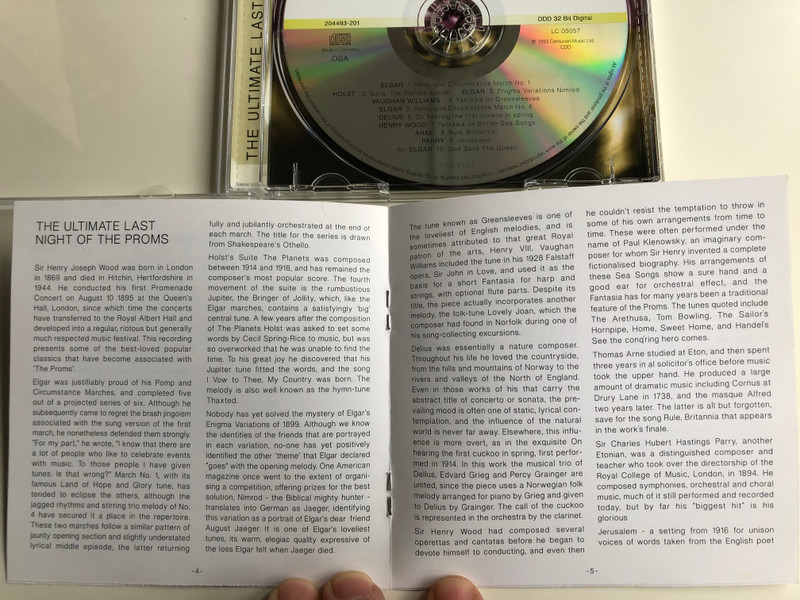 The Royal Philharmonic Orchestra, Richard Cooke / The Ultimate Last Night Of The Proms / Holst, Elgar, Vaughan Williams, Henry Wood / RPO Records Audio CD 1993 / ‎204493-201
