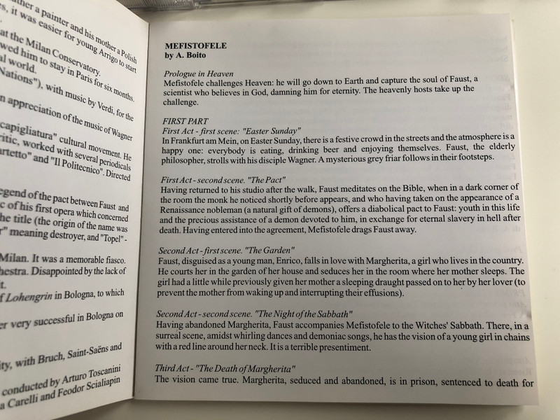 Arrigo Boito - Mefistofele - selezione / Mafalda Favero, Giannina Arangi Lombardi, Nazzareno De Angelis, Antonio Melandri / Grande Orchestra Sinfonica di Milano / Coro del Teatro alla Scala / Sarabandas srl Audio CD 1998 / CD 54553