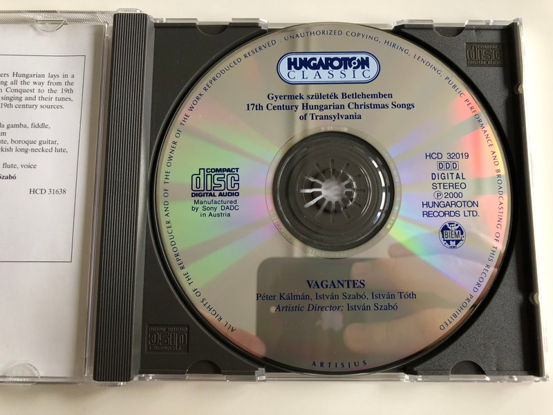 Gyermek Születék Betlehemben / 17th Century Hungarian Christmas Carols From Transylvania / Hungaroton Classic Audio CD 2000 Stereo / HCD 32019