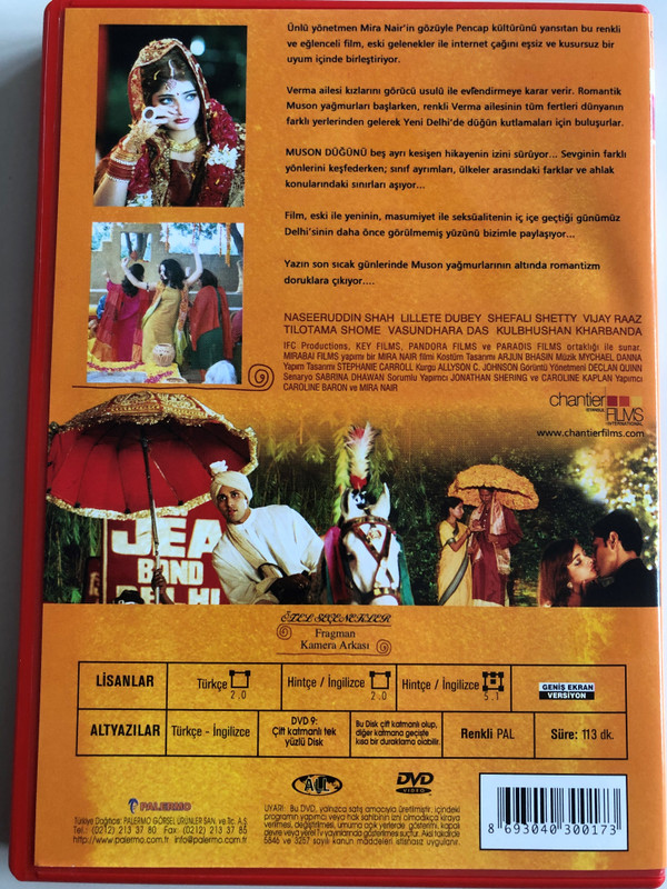 Monsoon wedding DVD 2001 Muson Düğünü (मानसून वेडिंग) / Directed by Mira Nair / Starring: Naseeruddin Shah, Lillete Dubey, Shefali Shah, Vasundhara Das (8693040300173)