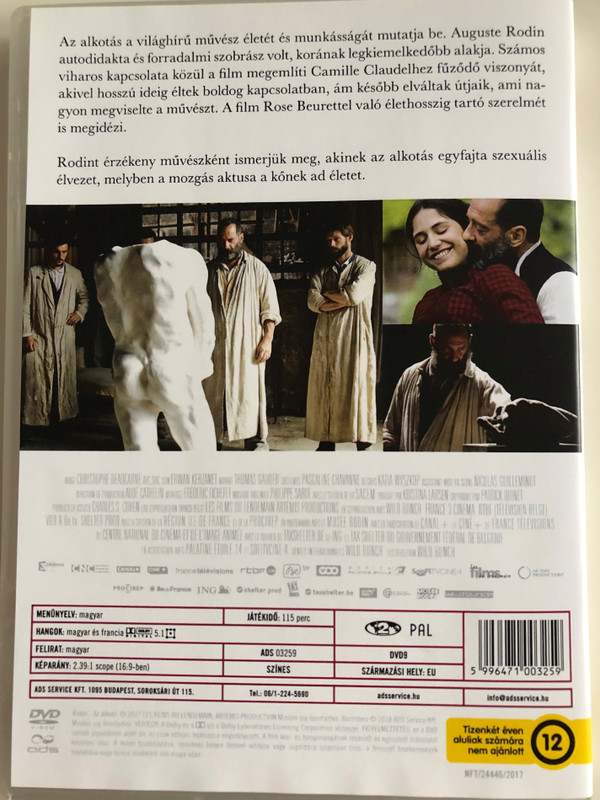 Rodin DVD 2017 Rodin az alkotó / Directed by Jacques Doillon / Starring: Vincent Lindon, Izïa Higelin, Séverine Caneele, Bernard Verley (5996471003259)