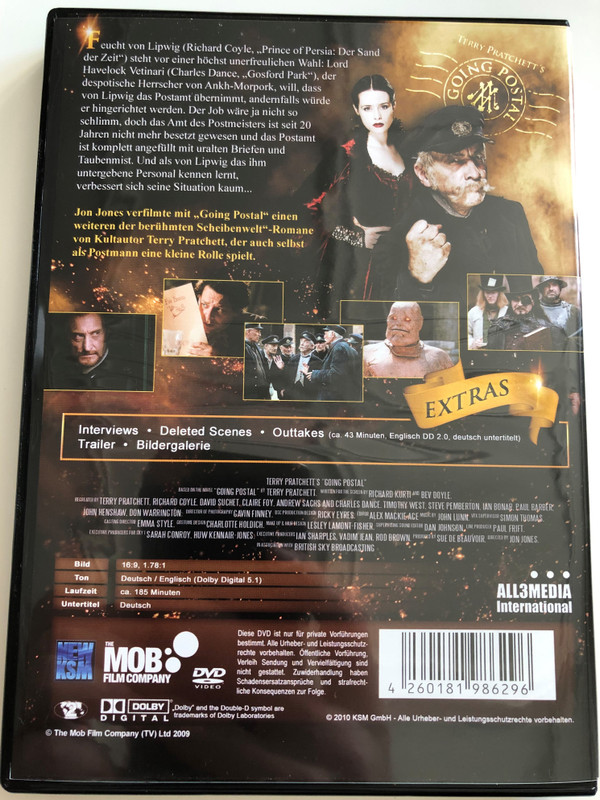 Terry Pratchett's Going Postal DVD 2010 Nach dem Scheibenwelt Roman / 2 DISC SET / Eine Geschichte über liebe und rache... und Briefmarken / Directed by Jon Jones / Starring: Richard Coyle, David Suchet, Charles Dance, Claire Foy, Nicholas Farrell, Andrew Sachs (4260181986296)