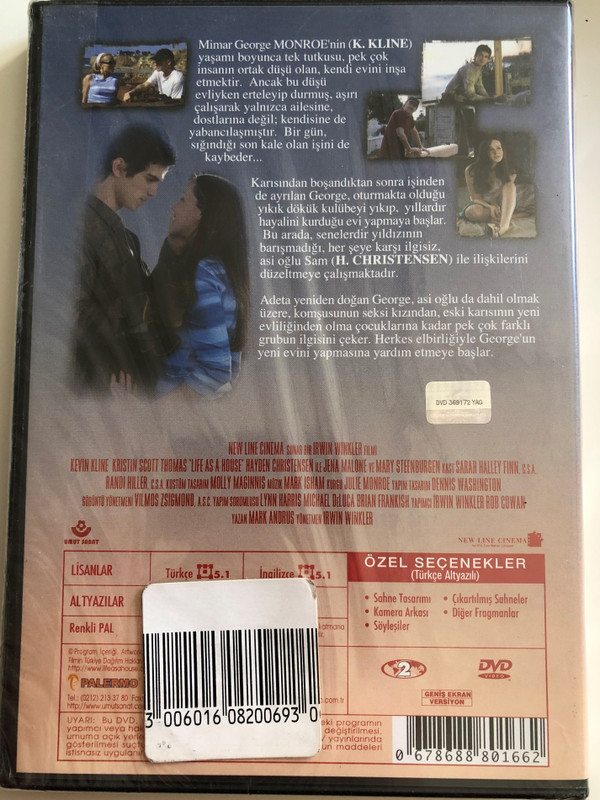 Life as a House DVD 2001 Yeni bir Yasam / Directed by Irwin Winkler / Starring: Kevin Kline, Kristin Scott Thomas, Hayden Christensen, Jena Malone, Mary Steenburgen / Yeniden baslamak icin hicbir zaman gec degildir (0678688801662)