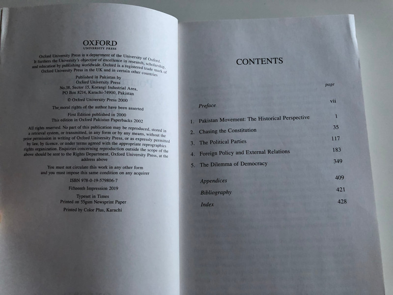 Pakistan - Political Roots & Development 1947-1999 by Safdar Mahmood / Oxford Univeristy Press 2019 / Oxford Pakistan Paperbacks / 15th print (9780195798067)