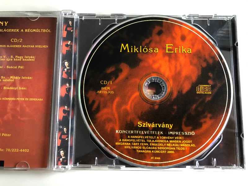 Miklósa Erika ‎– Szivárvány / Koncertfelvetelek es Nosztalgikus Slagerek A Regmultbol / Tanagra Koncert Bt. ‎2x Audio CD 2000 / ZÉ 2000