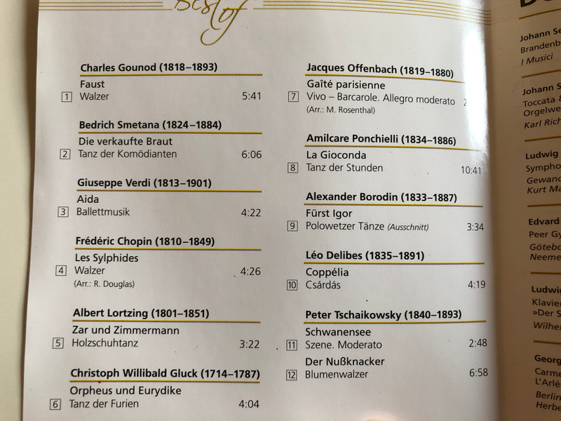 Best of Ballett / Berliner Philharmoniker, London Symphony Orchestra, Wiener Philharmoniker, Claudio Abbado, Herbert von Karajan, James Levine, Seiji Ozawa ‎/ Deutsche Grammophon ‎Audio CD / 474 678-2