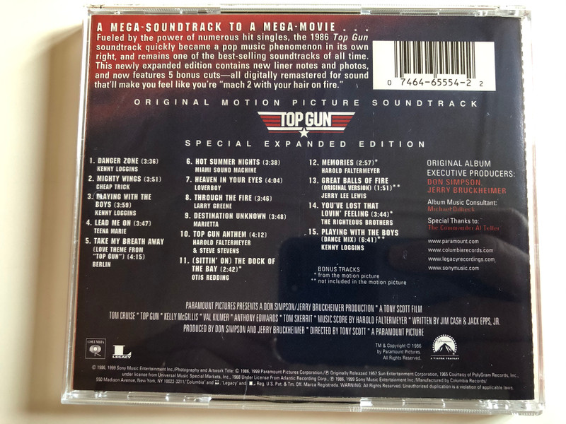 Original Motion Picture Soundtrack - Top Gun / Special Expanded Edition / Kenny Loggins: Danger Zone, Cheap Trick: Mighty Wings, Kenny Loggins: Playing With The Boys, Teena Marie: Lead Me On... / Columbia ‎Audio CD 1999 / CK 65554