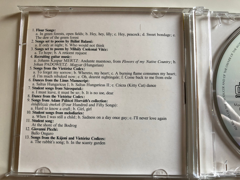 Katalin Pitti, soprano – Early Hungarian Songs From XVI To XIX Century / Daniel Benko, Laszlo Czidra / Bakfark Consort, Camerata Hungarica, Benkő Consort, Budapest Early Music Trio ‎/ CÉH Audio CD 1989 Stereo / GCCD 66003