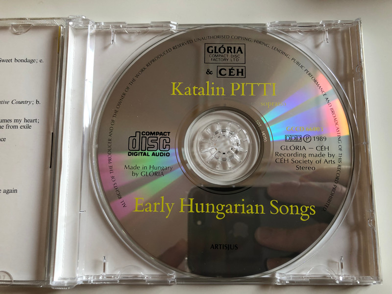 Katalin Pitti, soprano – Early Hungarian Songs From XVI To XIX Century / Daniel Benko, Laszlo Czidra / Bakfark Consort, Camerata Hungarica, Benkő Consort, Budapest Early Music Trio ‎/ CÉH Audio CD 1989 Stereo / GCCD 66003