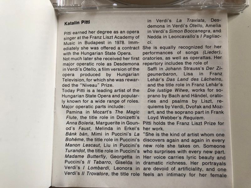 Katalin Pitti, soprano – Early Hungarian Songs From XVI To XIX Century / Daniel Benko, Laszlo Czidra / Bakfark Consort, Camerata Hungarica, Benkő Consort, Budapest Early Music Trio ‎/ CÉH Audio CD 1989 Stereo / GCCD 66003
