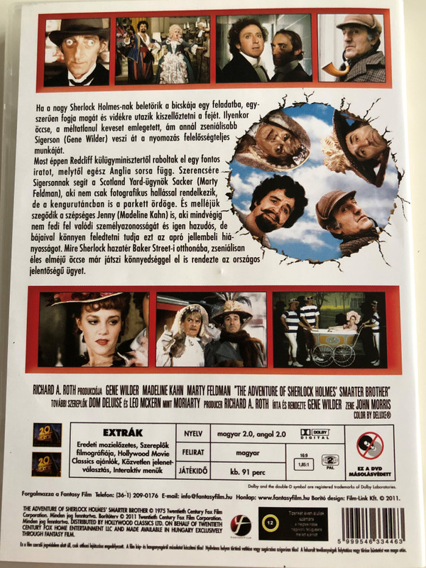 The Adventure of Sherlock Holmes' Smarter Brother DVD 1975 Sherlock Holmes Okosabb Testvérének kalandjai / Directed by Gene Wilder / Starring: Gene Wilder, Madeline Kahn, Marty Feldman (5999546334463)