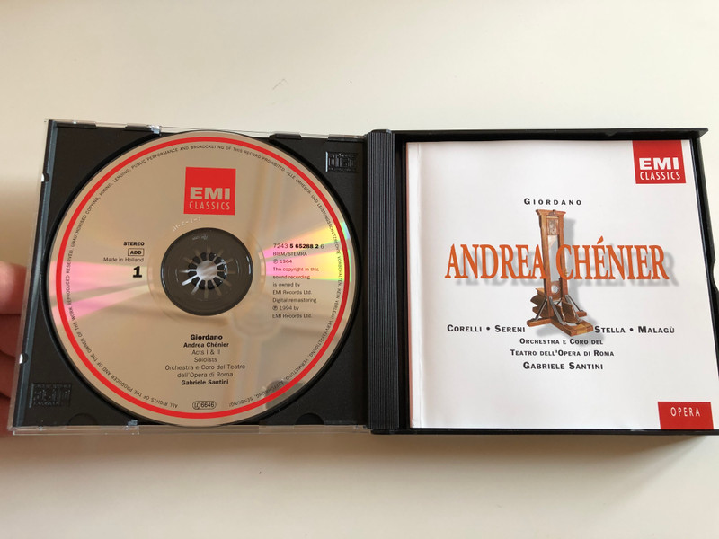 Giordano - Andrea Chénier / Corelli, Sereni, Stella, Malagù / Orchestra e Coro Del Teatro Dell'Opera Di Roma, Gabriele Santini / EMI Records Ltd. 2x ‎Audio CD 1994 Stereo / CMS 5 65287 2