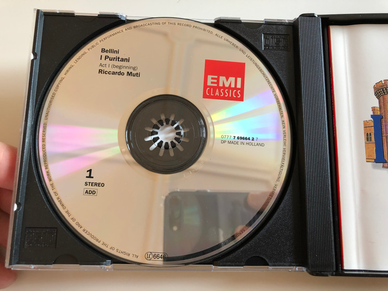 Bellini ‎– I Puritani / Caballé, Kraus, Hamari, Manuguerra, Ferrin / Ambrosian Opera Chorus, Philharmonia Orchestra, Muti / EMI Classics ‎3x Audio CD 1995 Stereo / 077776966328