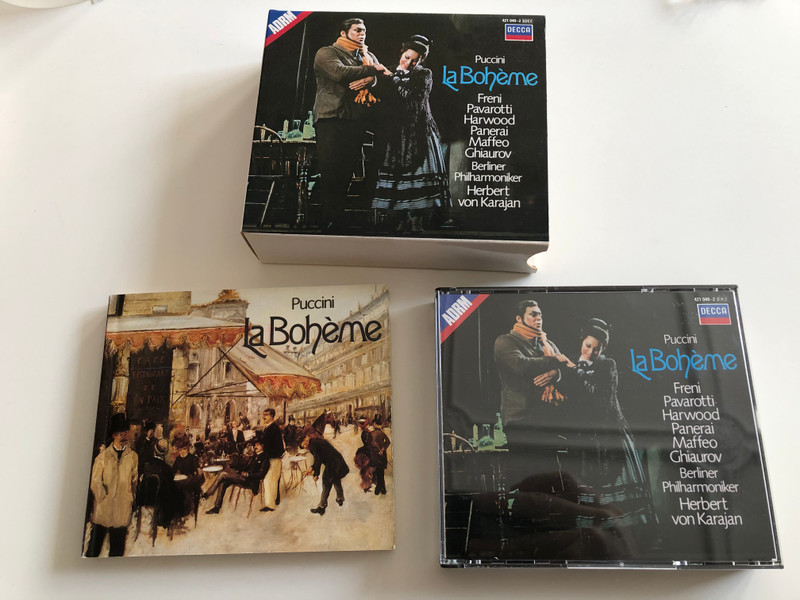 Puccini – La Bohème / Freni, Pavarotti, Harwood, Panerai, Maffeo, Ghiaurov / Berliner Philharmoniker , Herbert Karajan / Decca 2x Audio CD Stereo / 421 049-2