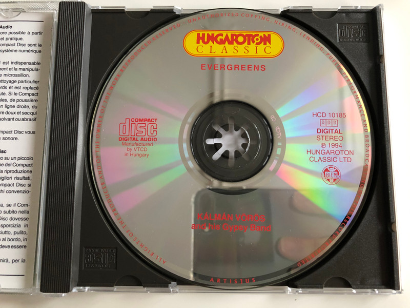 Evergreens - Kálmán Vörös And His Gipsy Band / September in the rain, Prisoner of Love, My Fair Lady, Fascination, Misty, Lover, Dinah / Qualiton Audio CD 1994 Stereo / HCD 10185 (5991811018528)
