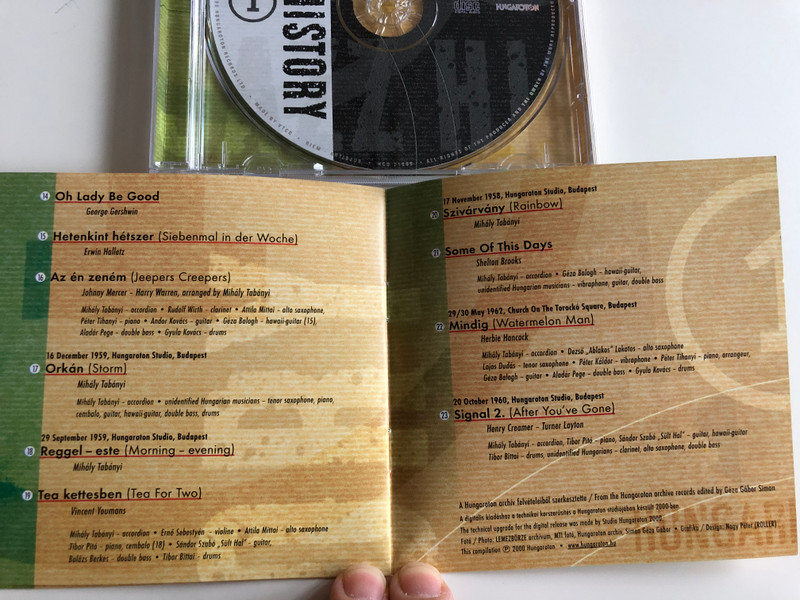 Jazz History 1 / Mihály Tabányi ‎– Tea For Two, Tea Kettesben / Hungaroton ‎Audio CD 2000 / HCD 71008