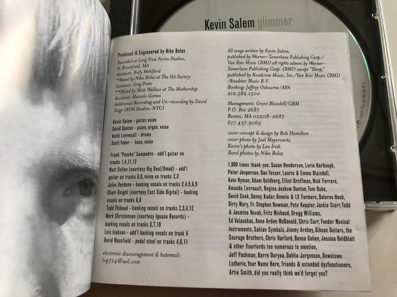 Kevin Salem ‎– Glimmer / Roadrunner Records Audio CD 1996 / RR 8877-2