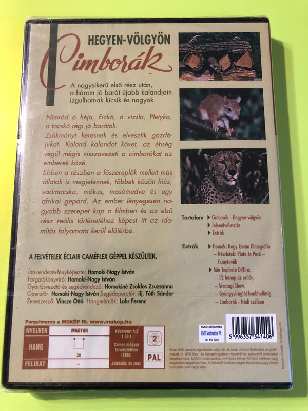 Cimborák hegyen-völgyön DVD / Directed by Homoki-Nagy István / Magyar természetfilm / Hungarian nature documentary / Narrated by Sinkovits Imre (5996357341406)