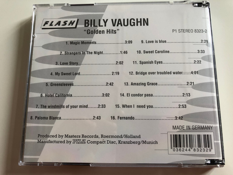 Billy Vaughn ‎– Golden Hits / Magic Moments, Strangers In The Night, Love Story, Bridge Over Troubled Water, El Condor Pasa, and others / Flash Audio CD 1989 Stereo / F 8232-2