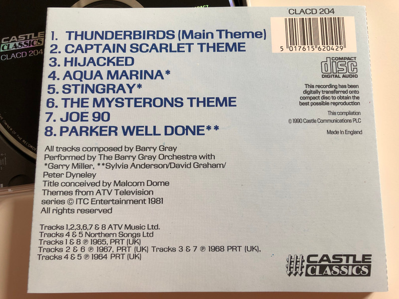 No Strings Attached / Featuring Thunderbirds, Captain Scarlet & The Mysterons, Stringray & Joe 90 / The Barry Gray Orchestra ‎/ Castle Classics ‎Audio CD 1990 / CLACD 204