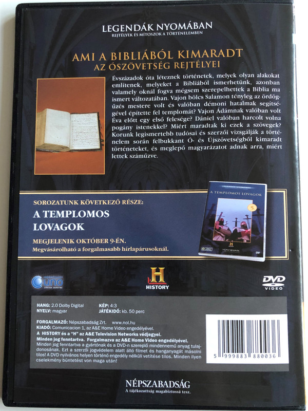 Ami a Bibliából kimaradt 4. Az Ószövetség rejtélyei DVD / Legendák Nyomában / History Channel Documentary about Old-Testament books / Banned from the Bible (5999883880036)