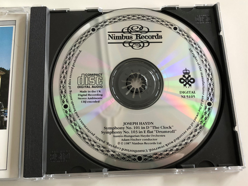 Haydn - Symphony No. 101 in D ''The Clock'', Symphony No. 103 in E flat ''Drumroll'' / Austro-Hungarian Haydn Orchestra at the Esterhazy Palace, Eisenstadt / Conductor: Adam Fischer / Nimbus Records Audio CD 1987 / NI 5105