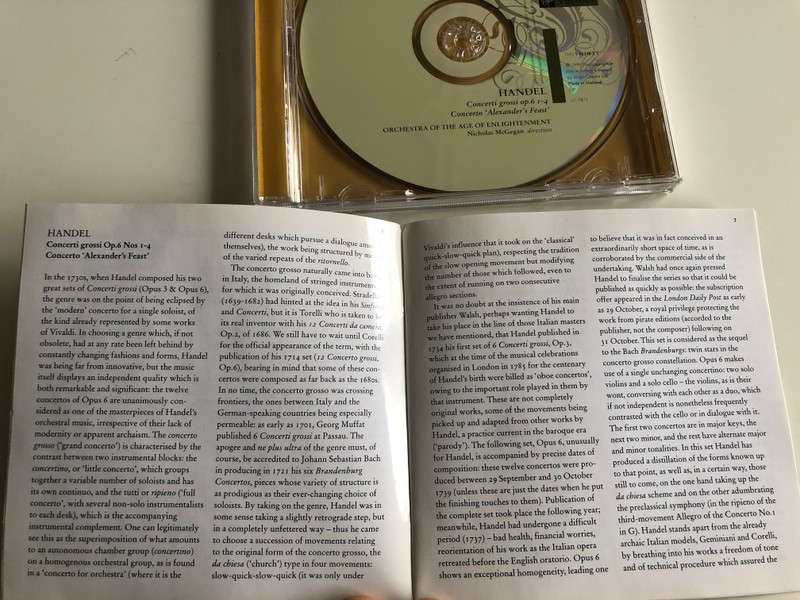 Handel - Concerti grossi op. 6 nos 1-4, Concerto 'Alexander's Feast' / Orchestra of the Age of Enlightenment - Nicholas McGegan / Virgin Audio CD 1999 / LC 7873