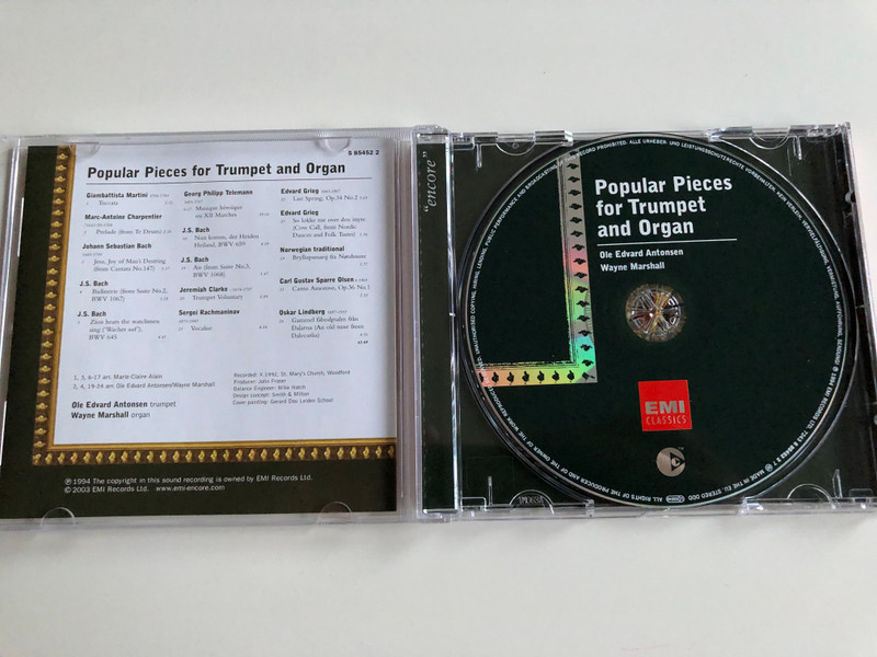 Popular Pieces For Trumpet And Organ / Ole Edvard Antonsen, Wayne Marshall / EMI Classics ‎Audio CD 2003 Stereo / 5 85452 2