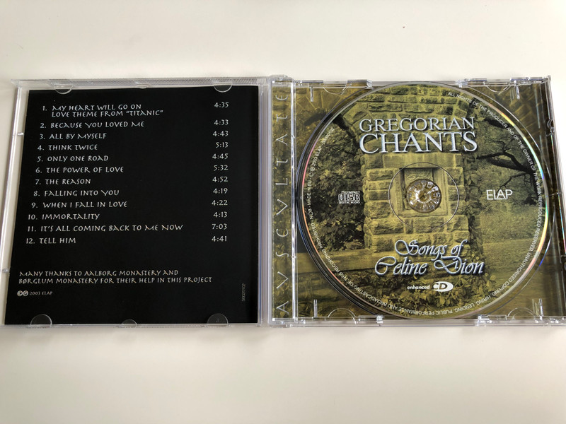 Gregorian Chants - The Songs Of Celine Dion / Performed By Avscvltate / Elap Music ‎Audio CD 2003 / 50020102
