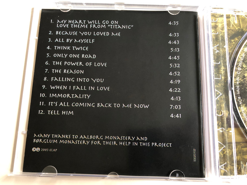 Gregorian Chants - The Songs Of Celine Dion / Performed By Avscvltate / Elap Music ‎Audio CD 2003 / 50020102