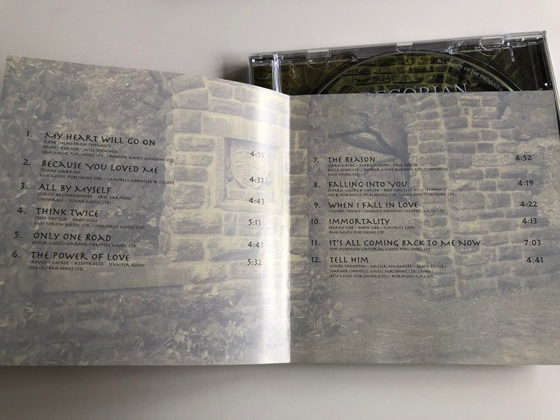 Gregorian Chants - The Songs Of Celine Dion / Performed By Avscvltate / Elap Music ‎Audio CD 2003 / 50020102