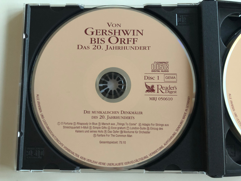 Von Gershwin Bis Orff: Das 20. Jahrhundert / Musikalische Reise Durchs Jahrtausend / Reader's Digest Box Set 3x Audio CD 2001 / MRJ 050610