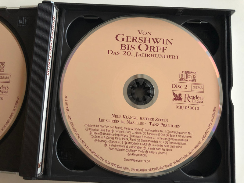 Von Gershwin Bis Orff: Das 20. Jahrhundert / Musikalische Reise Durchs Jahrtausend / Reader's Digest Box Set 3x Audio CD 2001 / MRJ 050610