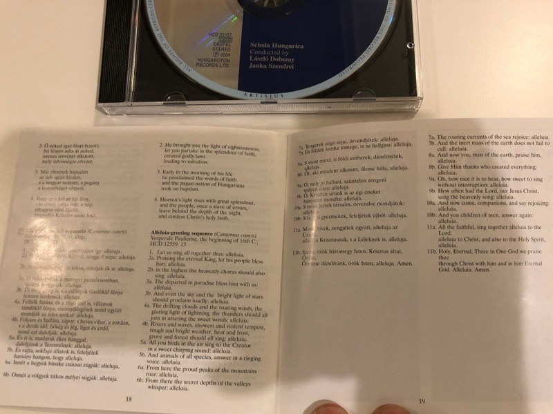 Gregorian Chants in Hungarian / Advent, Christmas, Epiphany, Holy Week, Easter, Pentecost / Schola Hungarica, Conducted By Laszlo Dobszay, Janka Szendrei / Hungaroton Classic Audio CD 2004 Stereo / HCD 32157