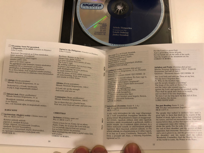 Gregorian Chants in Hungarian / Advent, Christmas, Epiphany, Holy Week, Easter, Pentecost / Schola Hungarica, Conducted By Laszlo Dobszay, Janka Szendrei / Hungaroton Classic Audio CD 2004 Stereo / HCD 32157