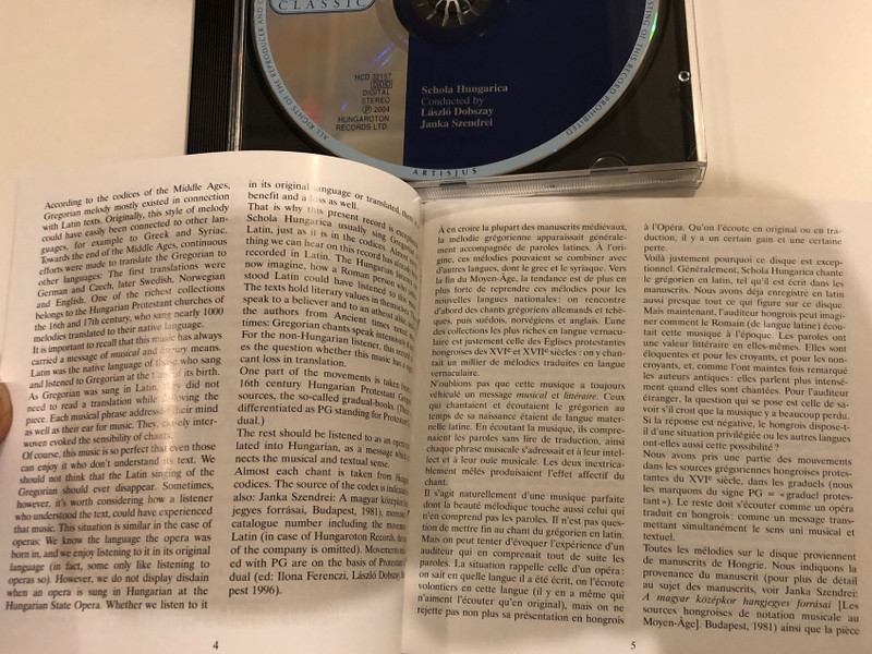 Gregorian Chants in Hungarian / Advent, Christmas, Epiphany, Holy Week, Easter, Pentecost / Schola Hungarica, Conducted By Laszlo Dobszay, Janka Szendrei / Hungaroton Classic Audio CD 2004 Stereo / HCD 32157
