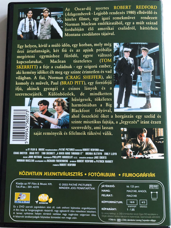 A River Runs Through it DVD 1992 Folyó szeli ketté / Directed by Robert Redford / Starring: Craig Sheffer, Brad Pitt, Tom Skerritt (5999545560573)