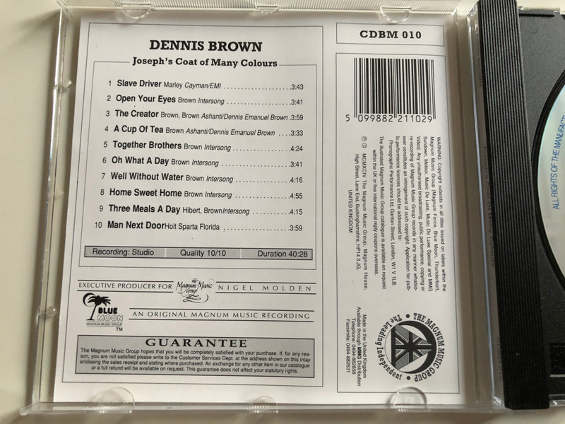 Dennis Brown ‎– Joseph's Coat Of Many Colours / Blue Moon ‎Audio CD 1994 / CDBM 010