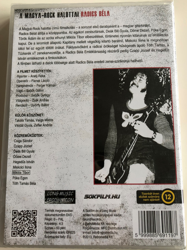 A Magya-Rock Halottai DVD 2013 Radics Béla / Directed by Győrffy Bálint / Reporter: Arató Réka / Sokfilm - Long Music / Csiga Sándor, Deák Bill Gyula, Miklós Tibor (5999885691197)